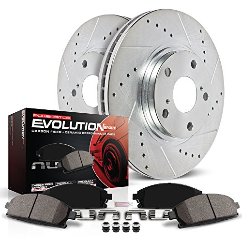 Powerstop Power Stop K1441 Front Z23 Carbon Fiber Brake Pads with Drilled & Slotted Brake Rotors Kit