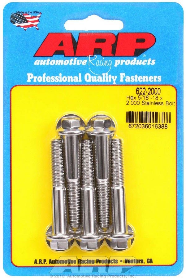 Auto Racing Products S/S Bolt Kit - 6pt. (5) 5/16-18 x 2.000