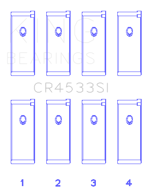 King Engine Bearings King Bearings CR4533SI Connecting Rod Bearings, Compliant with NISSAN QR25DE, # of pairs in set: 4
