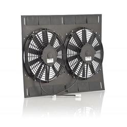 Be Cool 75680 Euro Black 11" Qualifier Shroud with Dual Euro Black Puller Fans (24"W x 18"H)