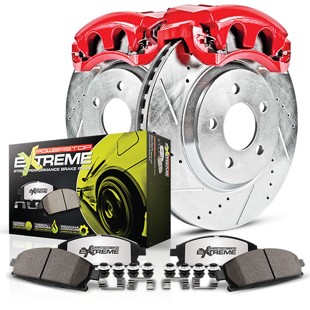 Powerstop Power Stop K5458-36 Front and Rear Z36 Truck & Tow Brake Kit, Carbon Fiber Ceramic Brake Pads and Drilled/Slotted Brake