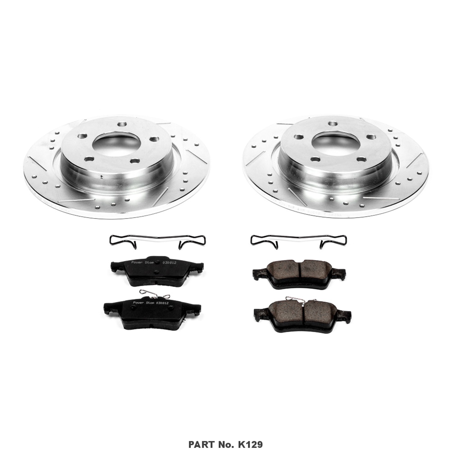 Powerstop Power Stop K129 Rear Z23 Carbon Fiber Brake Pads with Drilled & Slotted Brake Rotors Kit
