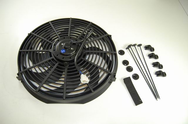 Racing Power Company Racing Power R1014 14" Universal Cooling Fan (W/Curved Blades 12V (Cfm2525)(Rpm2050)10Amps Reversible)