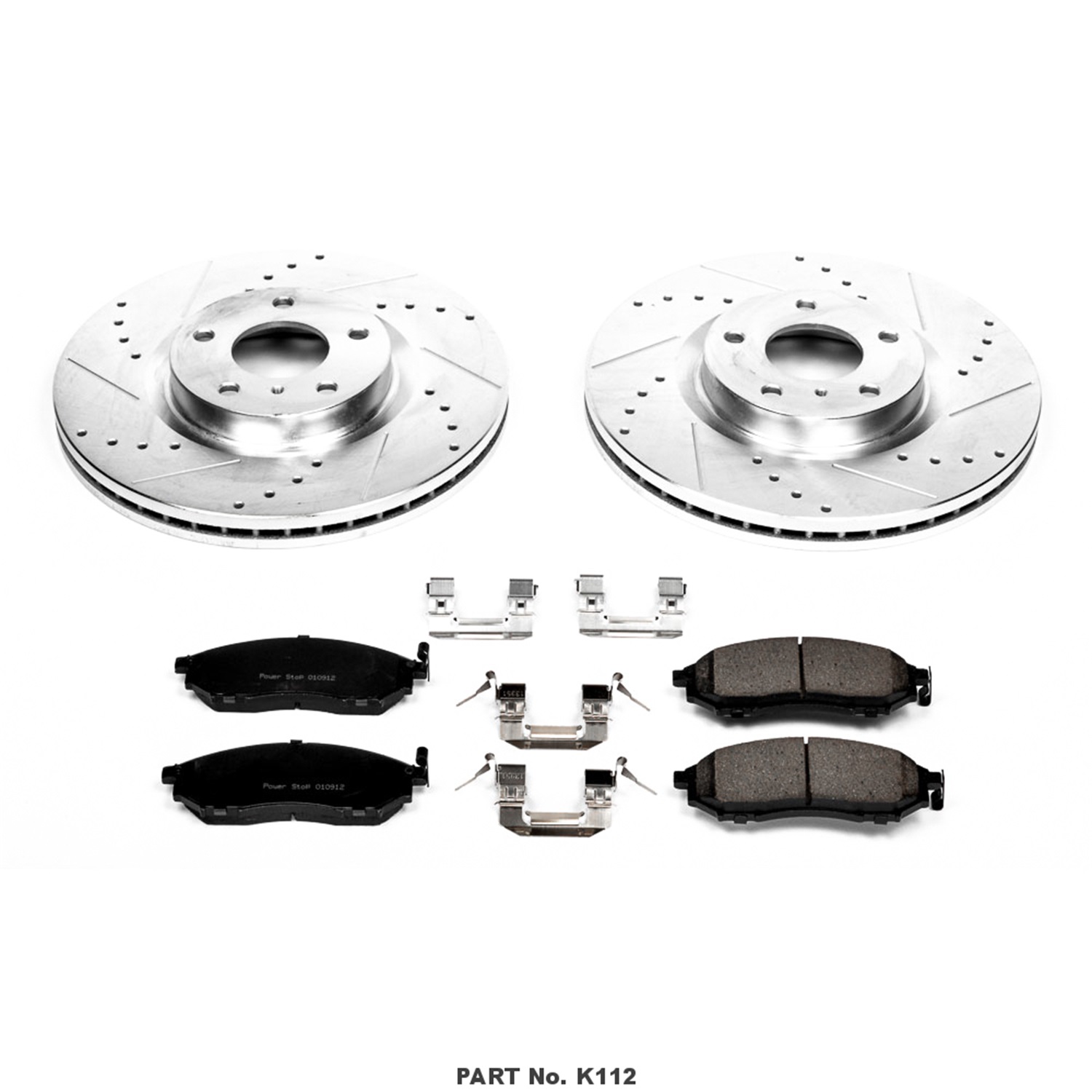 Powerstop Power Stop K112 Front Z23 Carbon Fiber Brake Pads with Drilled & Slotted Brake Rotors Kit