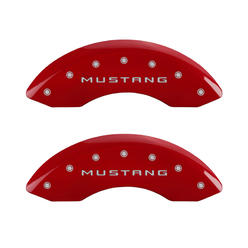 MGP Caliper Covers 10198SMBPRD Red Brake Covers Engraved with Silver Mustang/Bar & Pony (S197) (Set of 4)