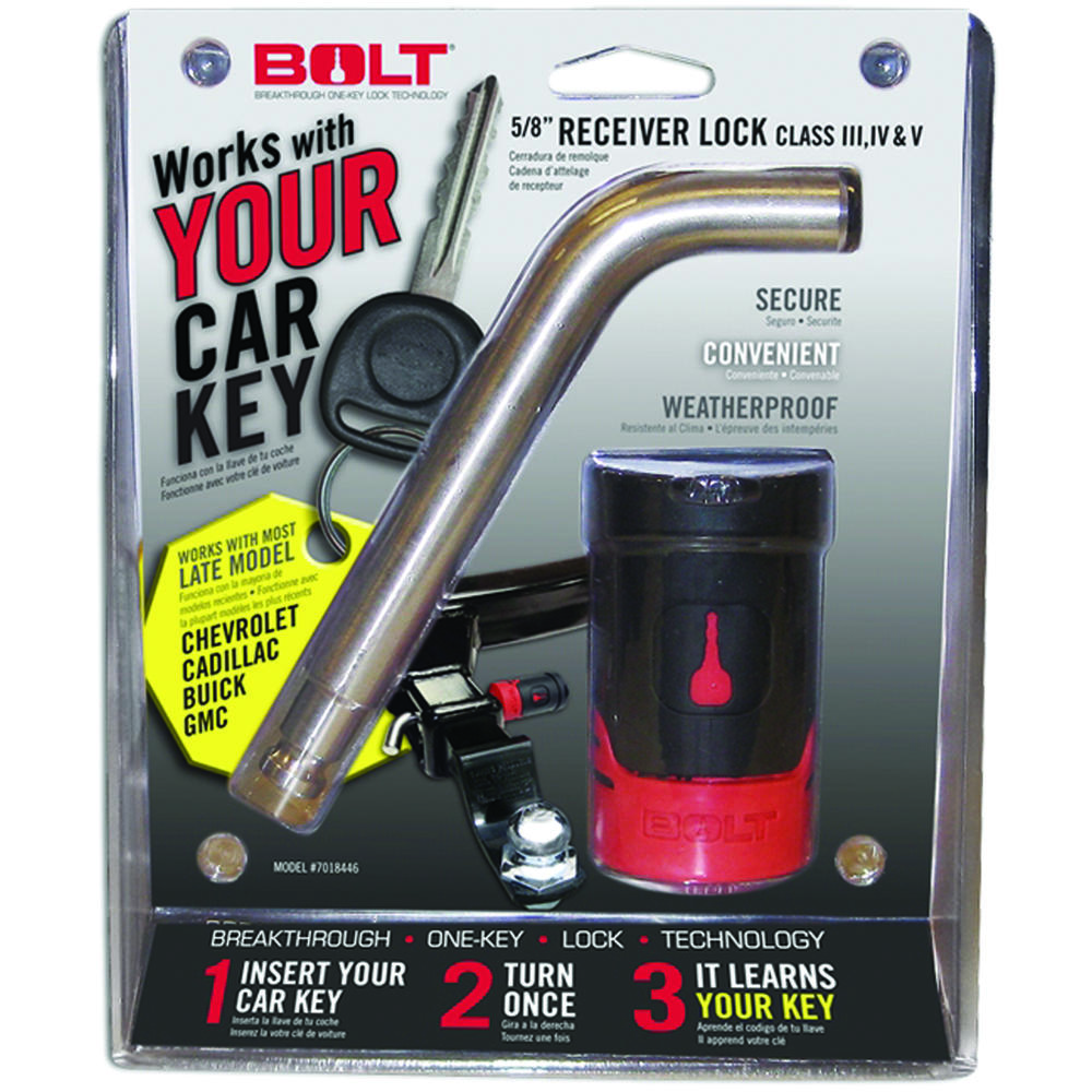 BOLT 7018446 5/8" Receiver Lock for late model Chevrolet, GMC, Hummer, Buick, Cadillac, Potiac and Saturn Keys