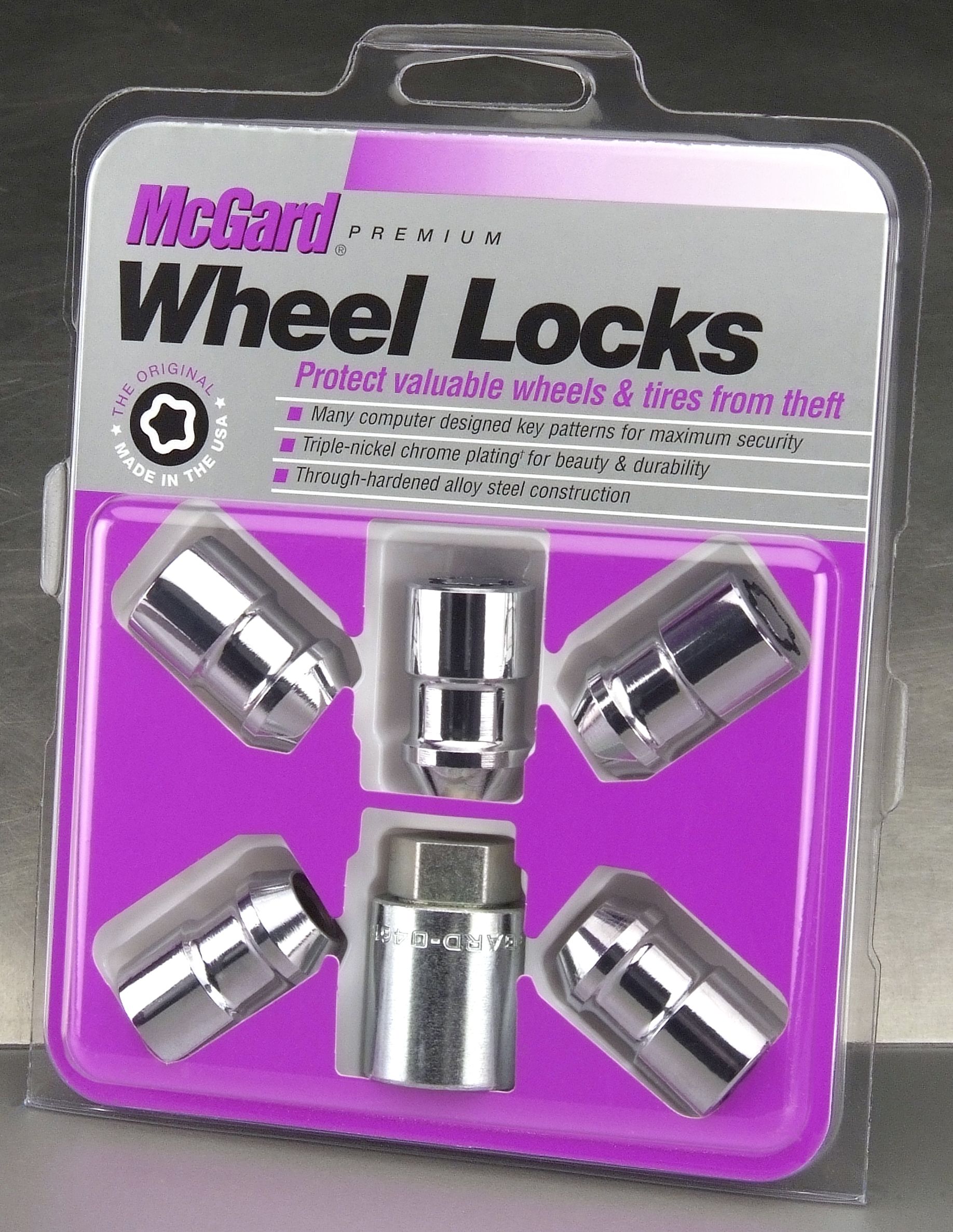 McGard 24538 Chrome Cone Seat Wheel Lock (1/2"-20 Thread Size) - Set of 5