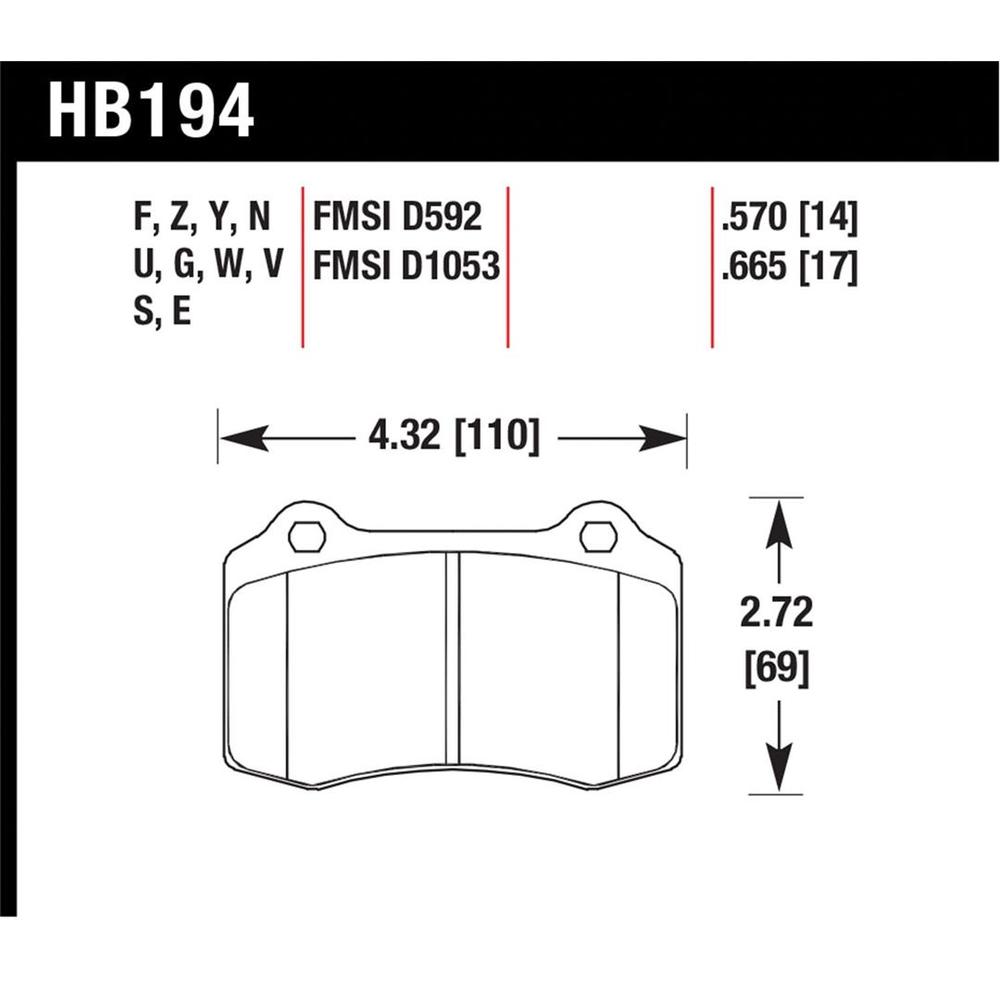 Hawk Performance HB194F.665 HPS Disc Brake Pad Fits 92-05 360 Mustang Viper