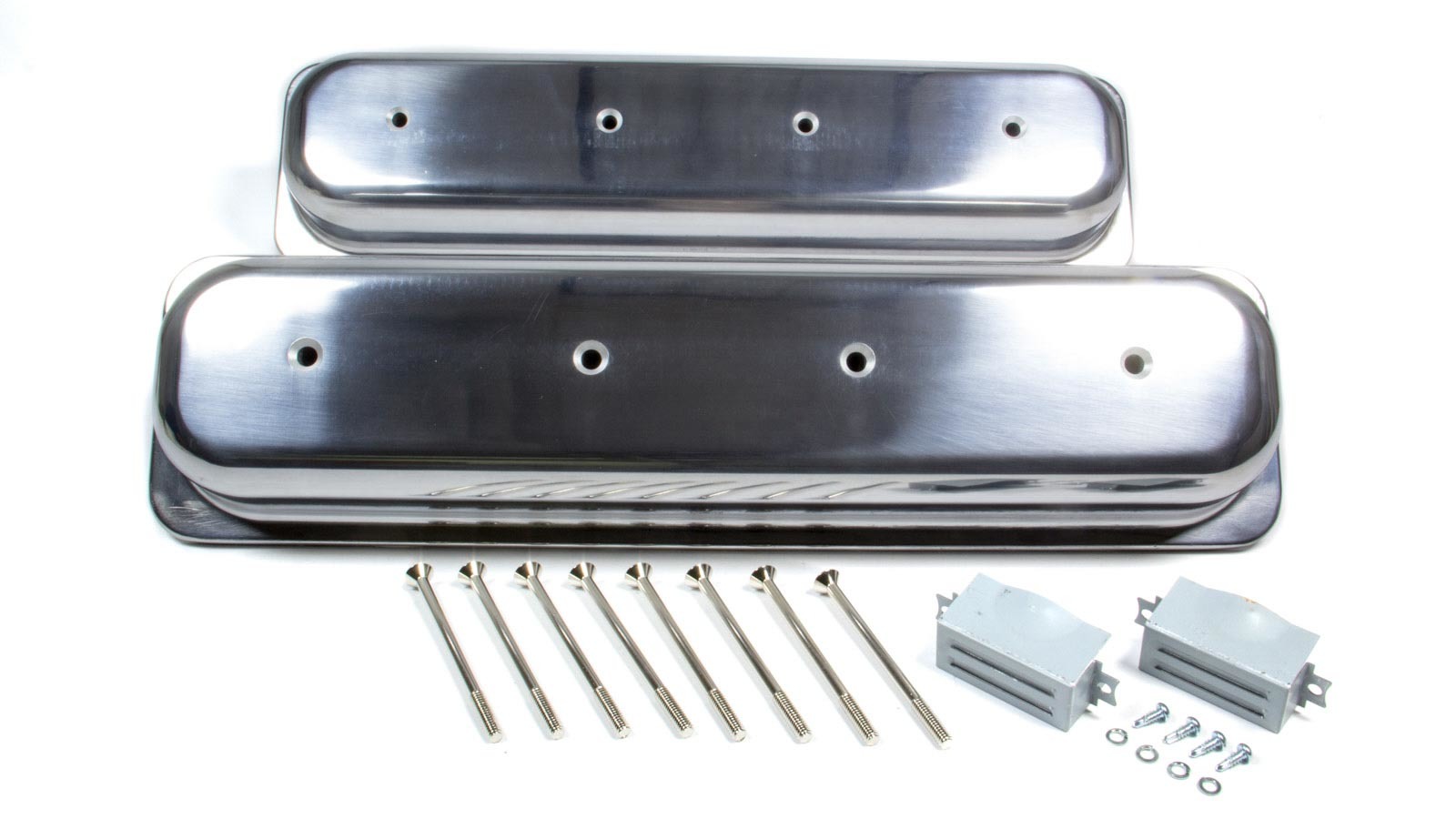 Racing Power Company R6036 Short Plain Polished Aluminum Valve Cover for Small Block Chevy