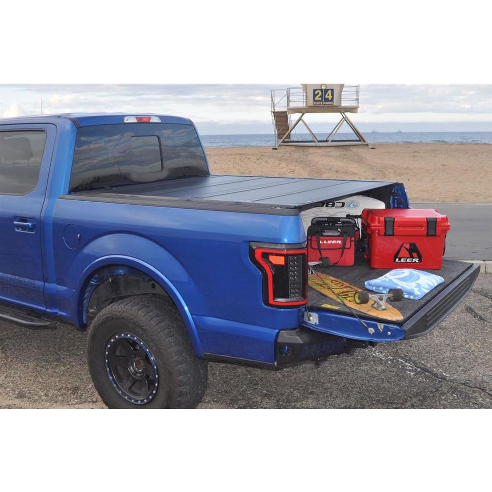 LEER HF650M   Fits 2019+ Ford Ranger with 5 FT Bed   Hard, Quad-Folding, Low Profile Tonneau Cover   SKU 650303