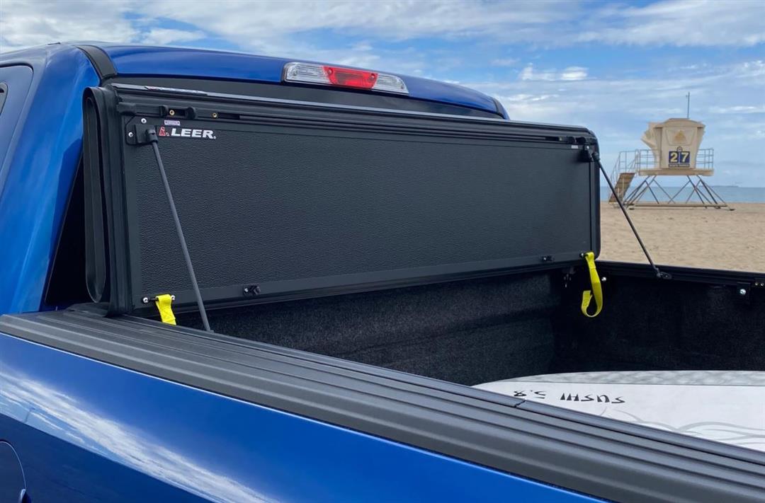 LEER HF650M   Fits 2019+ Ford Ranger with 5 FT Bed   Hard, Quad-Folding, Low Profile Tonneau Cover   SKU 650303