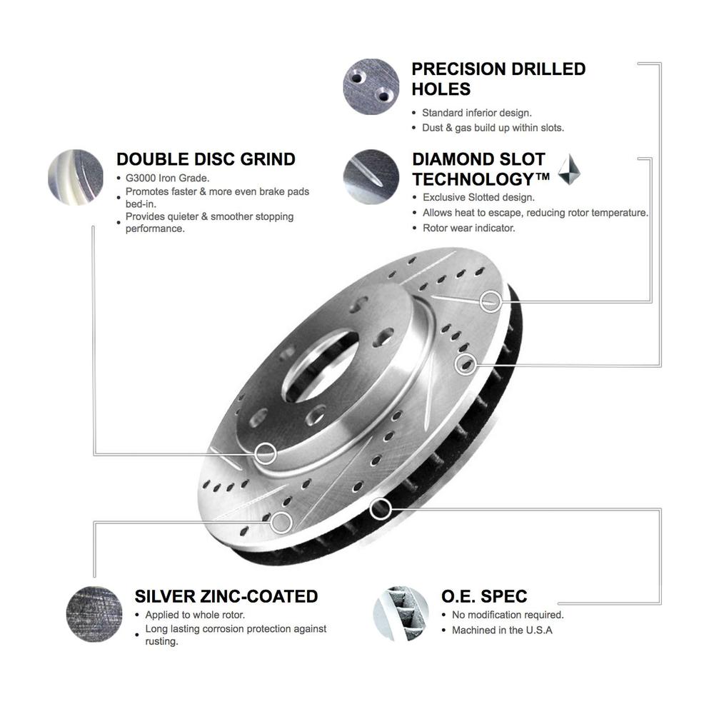 R1 Concepts WGTH2-46000 R1 Brake Rotors - D/S - Silver w/ Euro Ceramic Pads & Hdw