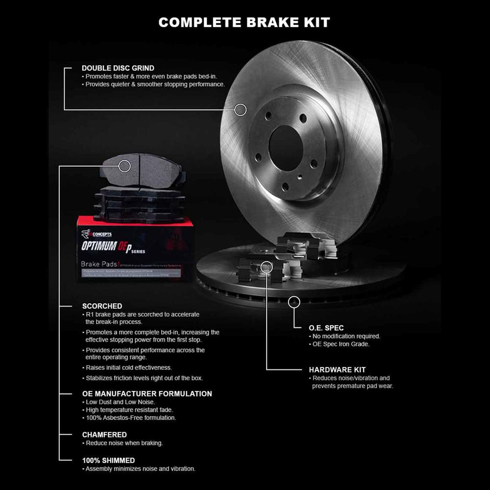 R1 Concepts WFUH1-76545 R1 Concepts Brake Rotor- Blank with Optimum Oe Pads & Hdw
