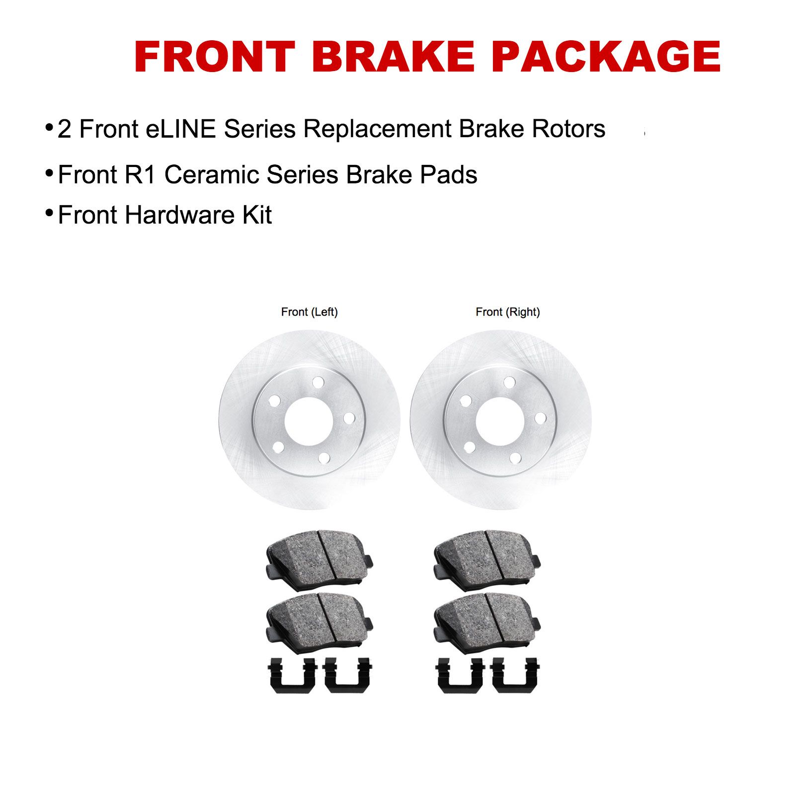 R1 Concepts WFWH1-68009 R1 Concepts E- Line Series Brake Rotor with Ceramic Brake Pads & Hdw