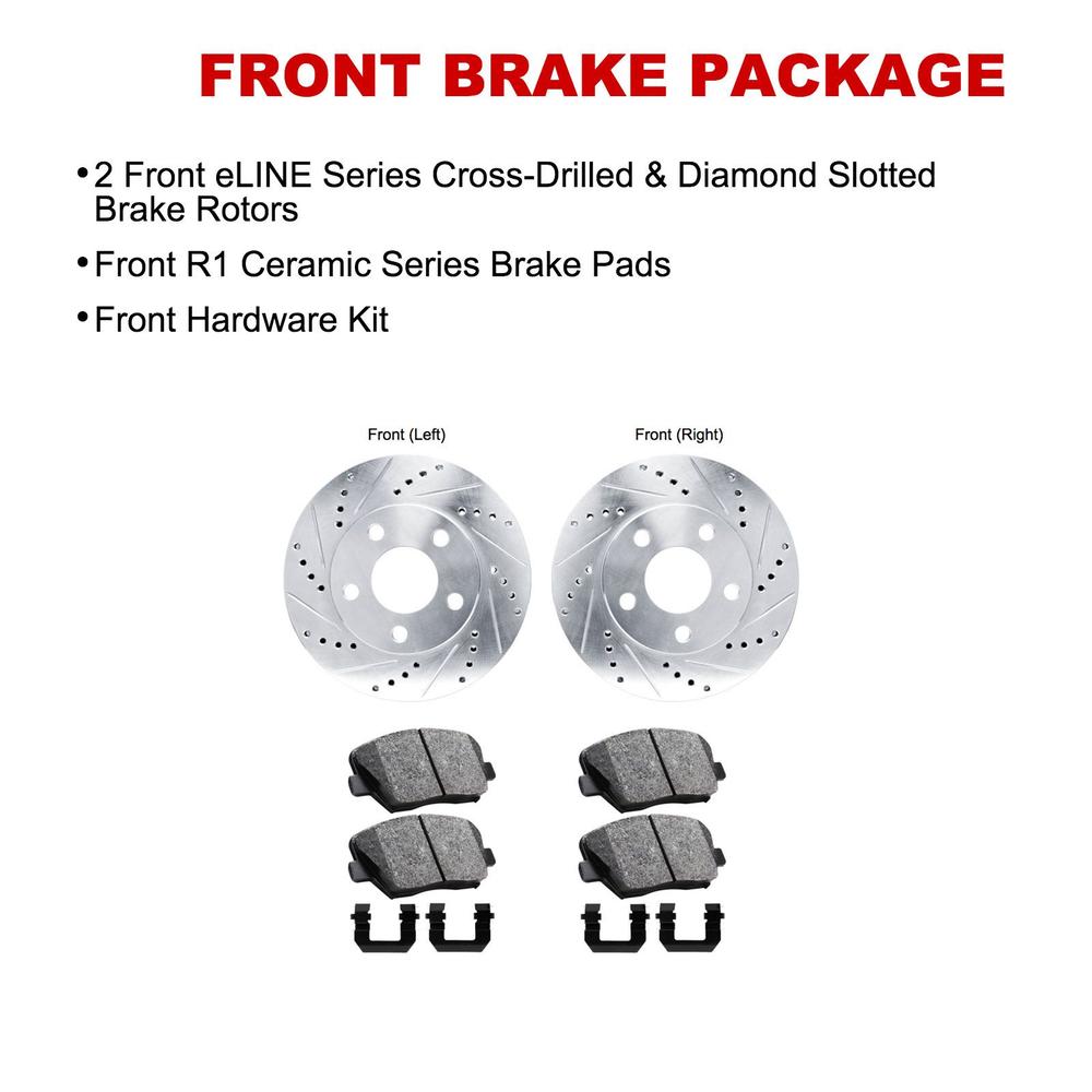 R1 Concepts WGWH1-56022 R1 E- Line Series Brake Rotor - D/S - Silver w/ Ceramic Pads & Hdw