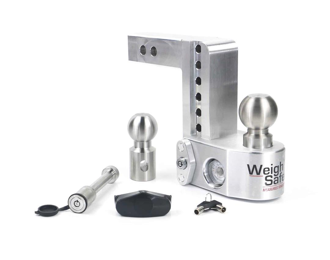 Weigh Safe WS6-2-KA, 6" Drop Hitch, 2" Receiver 12,500 LBS GTW - Adjustable Aluminum Trailer Hitch Ball Mount w/