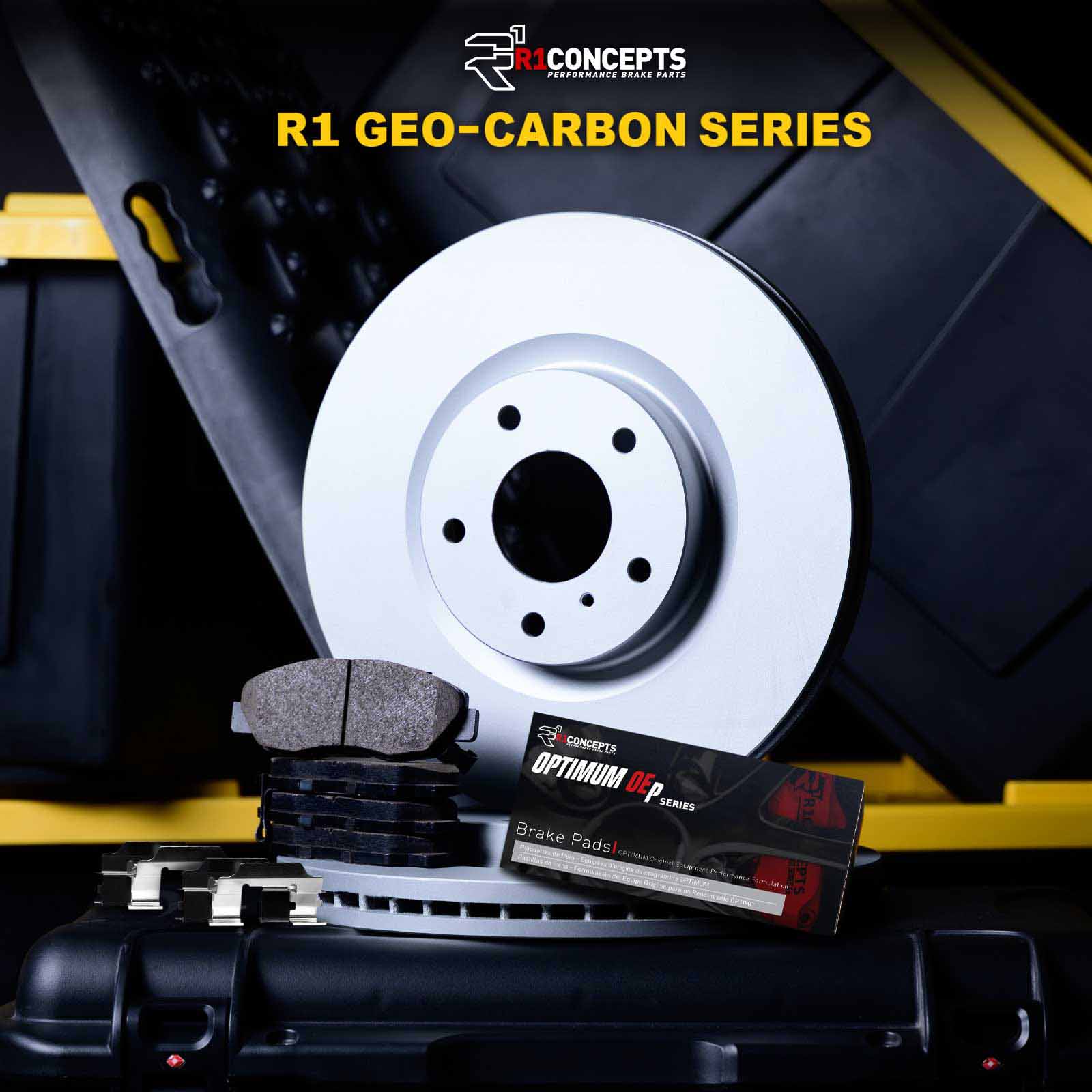 R1 Concepts WDUH1-99116 R1 Concepts Carbon Series Brake Rotors with 5000 Oep Brake Pads & Hdw
