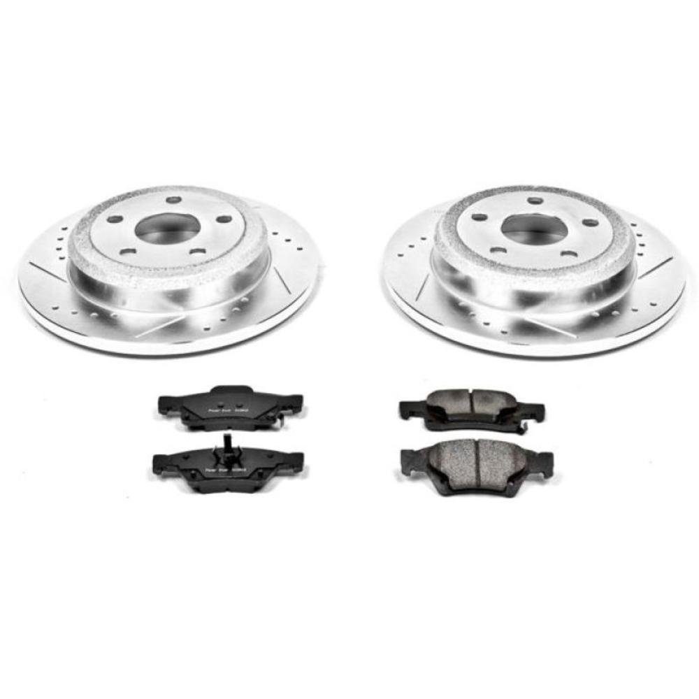 Powerstop Power Stop K5950 Rear Z23 Carbon Fiber Brake Pads with Drilled & Slotted Brake Rotors Kit