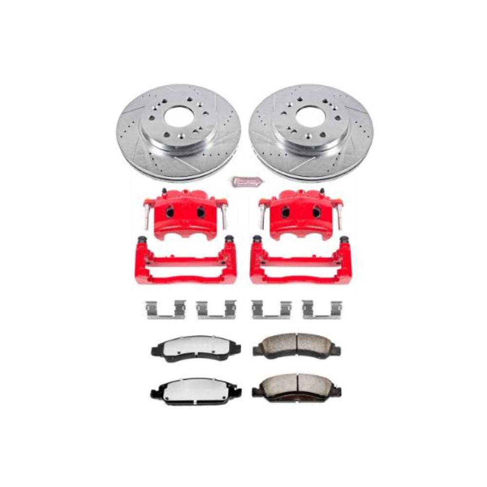 Powerstop Power Stop KC2069-36 Z36 Truck & Tow Front Caliper Kit-Drilled/Slotted Brake Rotors, Carbon-Fiber Ceramic Brake Pads, Calipers