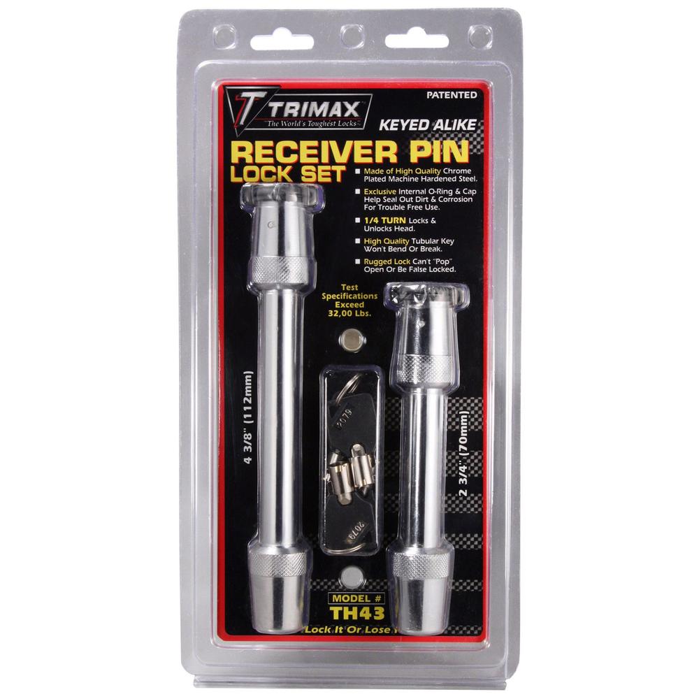Trimax TH43 4-3/8" and 2-3/4" Keyed Alike Receiver Pin Lock Set