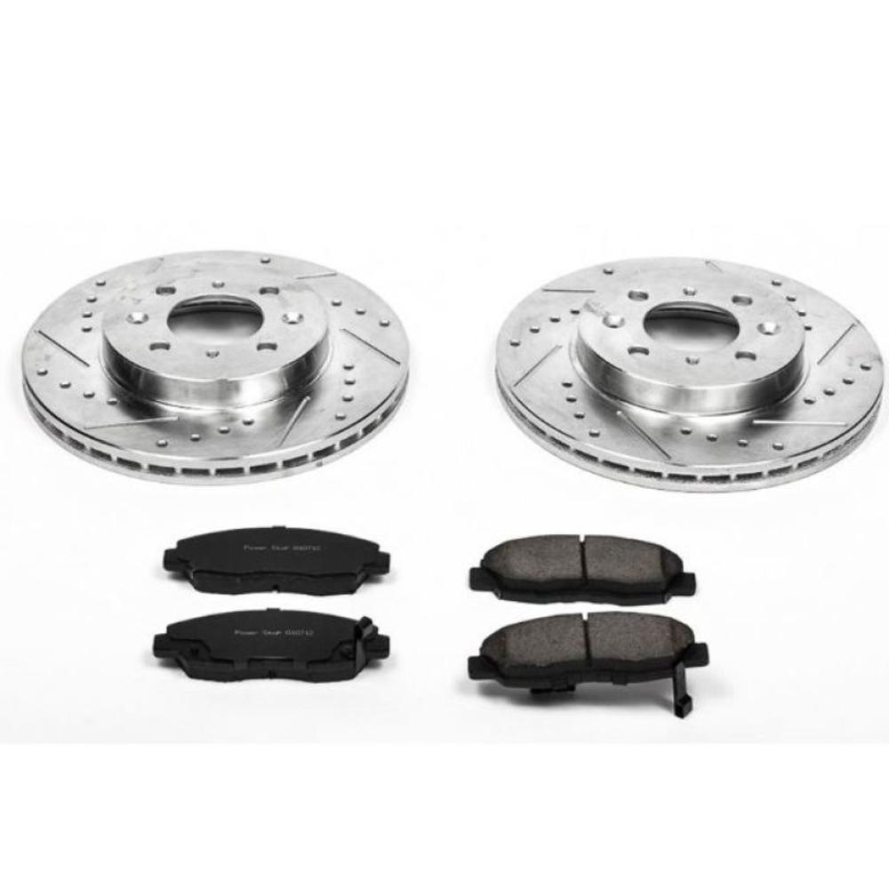 Powerstop Power Stop K690 Front Z23 Carbon Fiber Brake Pads with Drilled & Slotted Brake Rotors Kit
