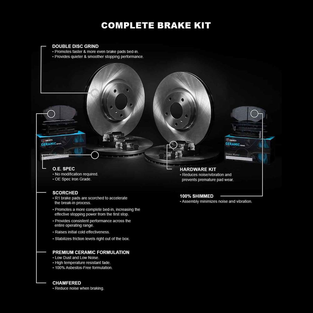 R1 Concepts WFWH2-65006 R1 Concepts E- Line Series Brake Rotor with Ceramic Brake Pads & Hdw