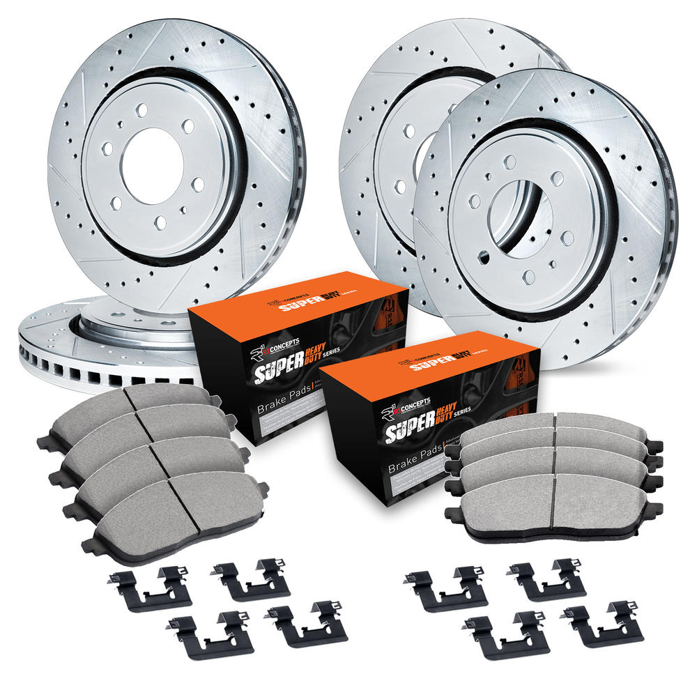 R1 Concepts WGXH2-48182 R1 Brake Rotors - D/S - Silver w/ Sup Dty Pads & Hdw