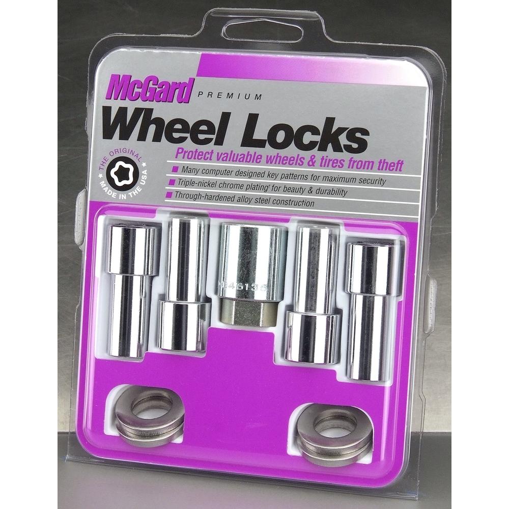 McGard 23181 Chrome Extra Long Shank Wheel Locks (1/2" - 20 Thread Size) - Set of 4, 4 Locks / 4 Washers / 1 Key