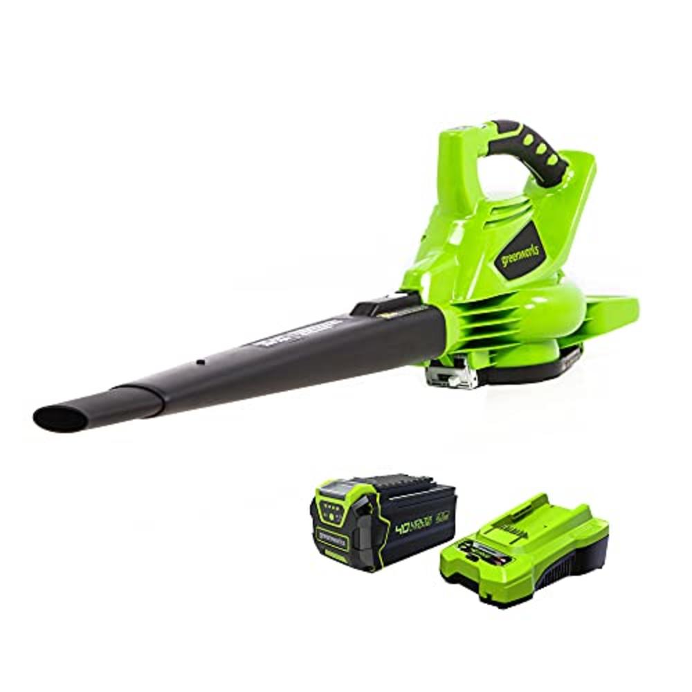 Greenworks 40V (185 MPH) Brushless Cordless Blower / Vacuum, 4.0Ah Battery and Charger Included 24322