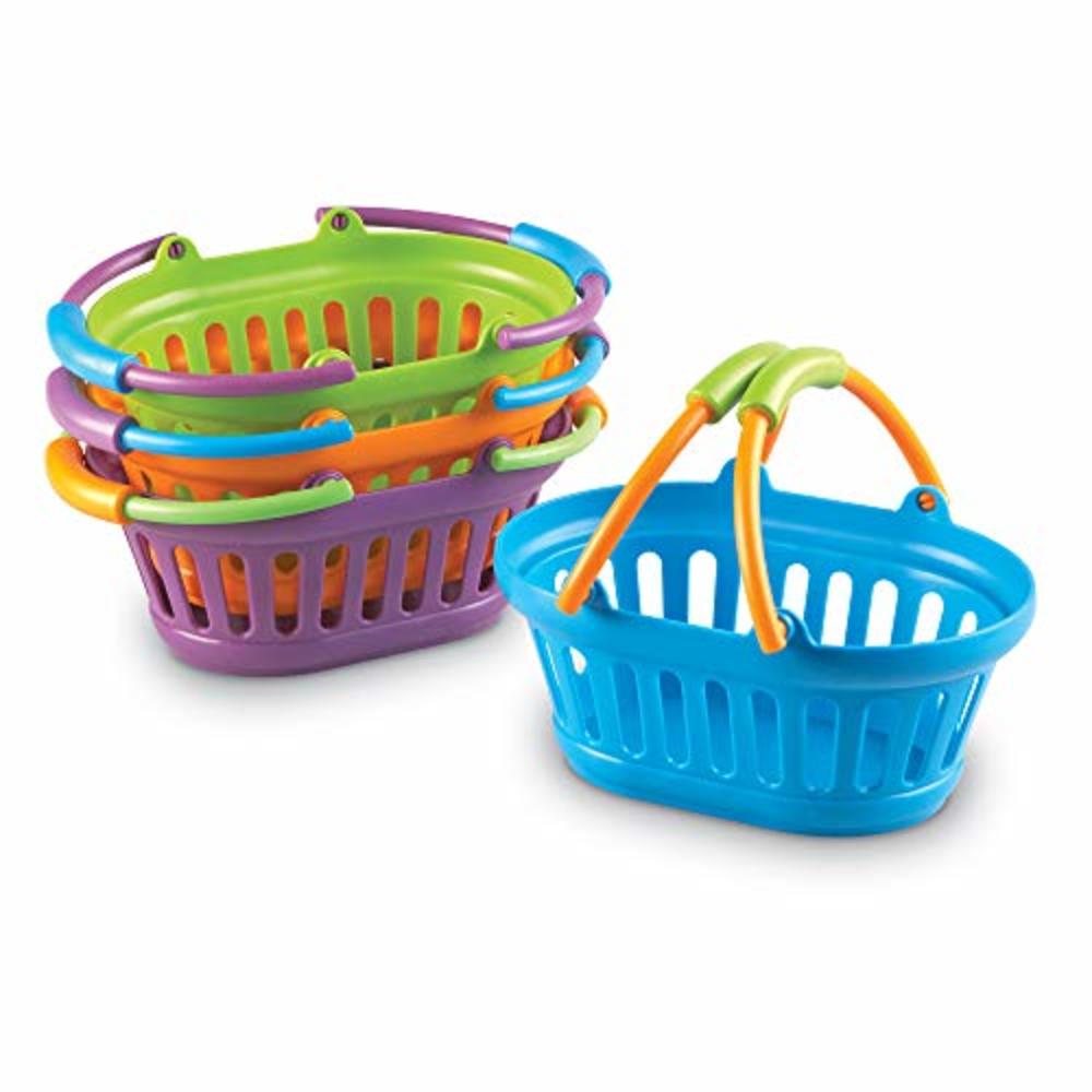 Learning Resources New Sprouts Stack of Baskets, Pretend Play, Play Grocery Basket, 4 Pieces, Ages 18 mos+