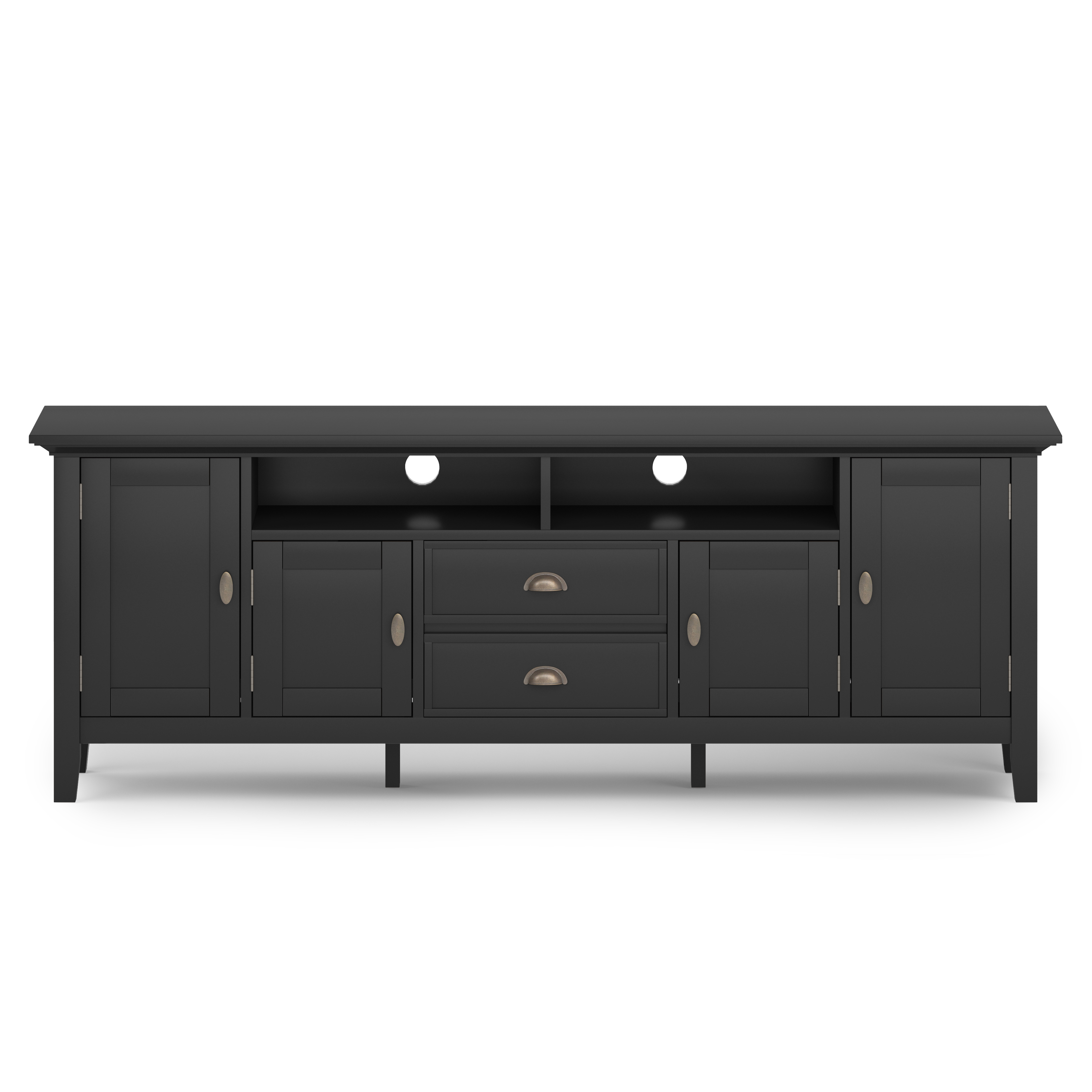 Simpli Home Redmond SOLID WOOD 72 inch TV Media Stand in Black For TVs up to 80 inches