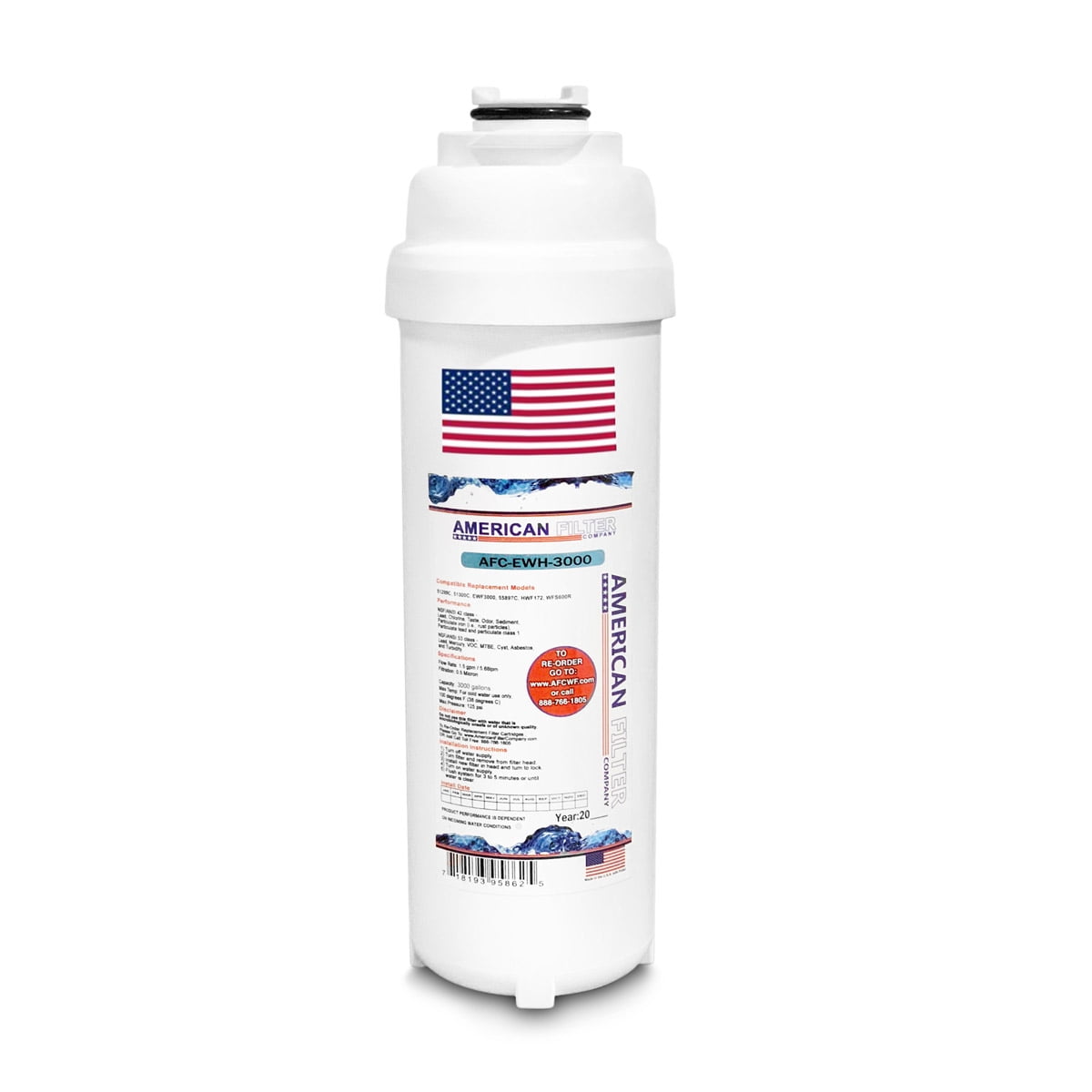 American Filter Company AFC Brand , Water Fountain Filter , Model # AFC-EWH-3000 , Compatible to WaterSentry&reg; HVR8HD - Made in U.S.A - 1 Filters