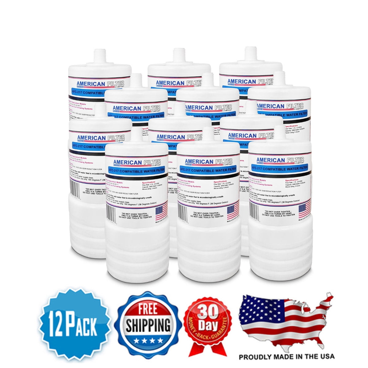 American Filter Company Ace 46290-02 Water Filters (made by AFC™ Model # AFC-APH-217 Comparable to 3M® AquaPure® Ace 46290-02) - 12 Filters