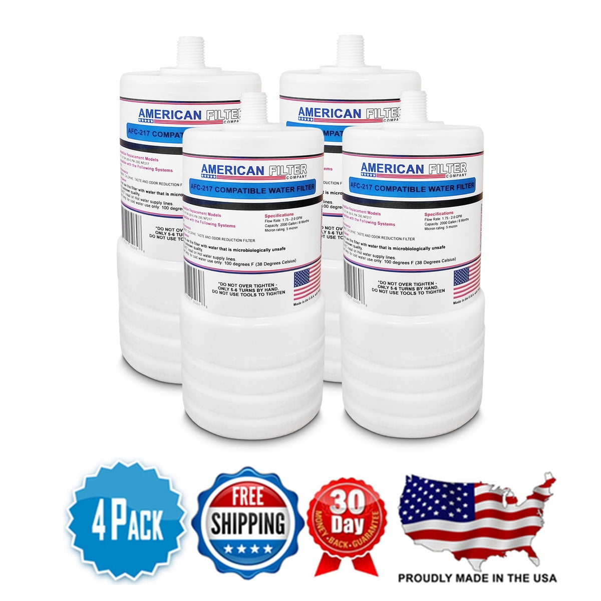 American Filter Company AFC Brand , Water Filter , Model # AFC-APH-217 , Compatible to 3M&reg; AquaPure&reg; AP217 - Made in U.S.A - 4 Filters