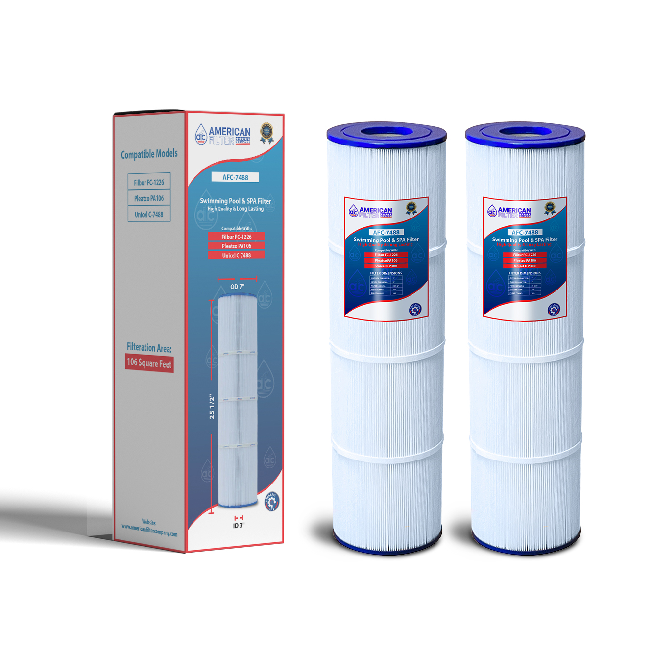American Filter Company AFC&trade; Brand Model # AFC-7488 , Swimming Pool and Spa Filter , Compatible with Hayward SwimClear C4030 - 2 Filters