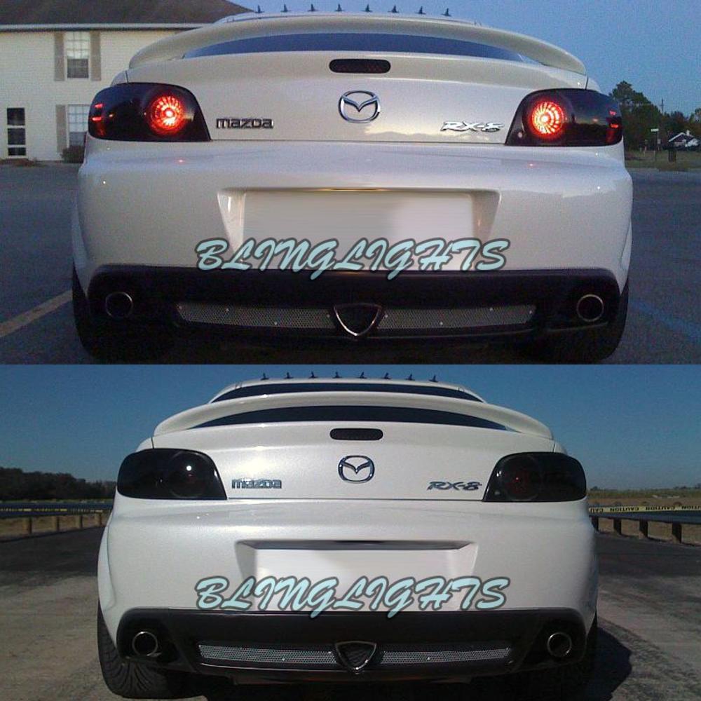 blinglights Mazda RX-8 RX8 Tinted Smoked Protection Overlays Film for Taillamps Taillights Tail Lamps Lights