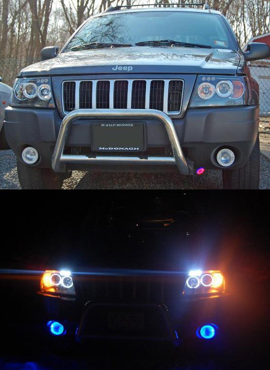Blinglights 1999 2004 Jeep Grand Cherokee White Halo Fog Lamps Lights