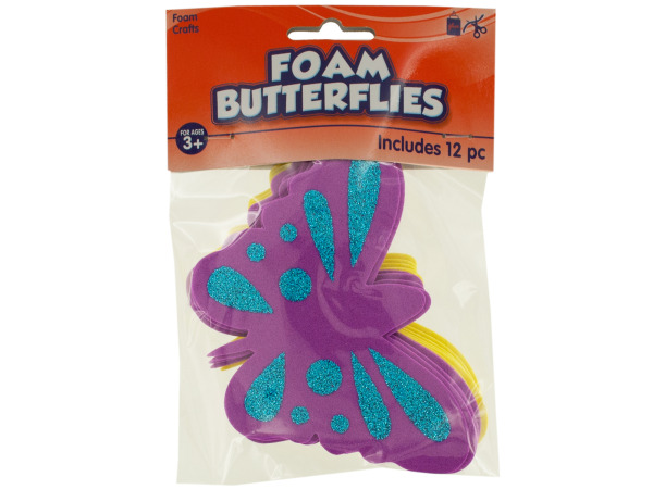 bulk buys Foam Butterflies with Glitter -24-pack