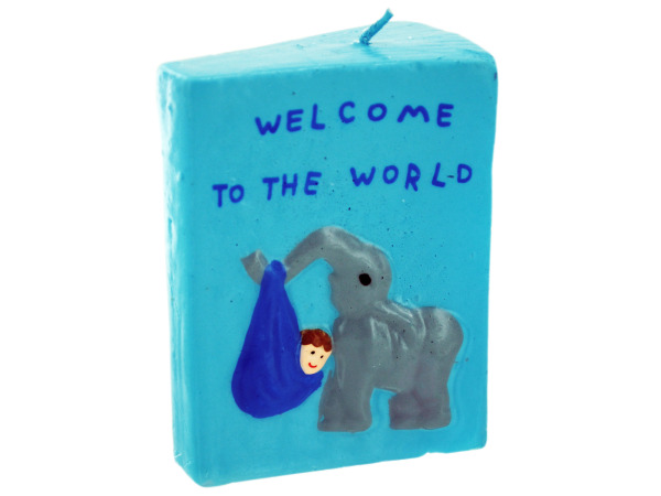bulk buys 3.5 Inch x 2.5 Inch Blue Elephant With Baby Candle -24-pack