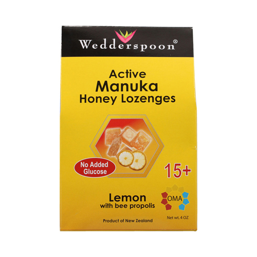 Wedderspoon Active Manuka Honey Lozenges Lemon with Bee Propolis 4 Oz