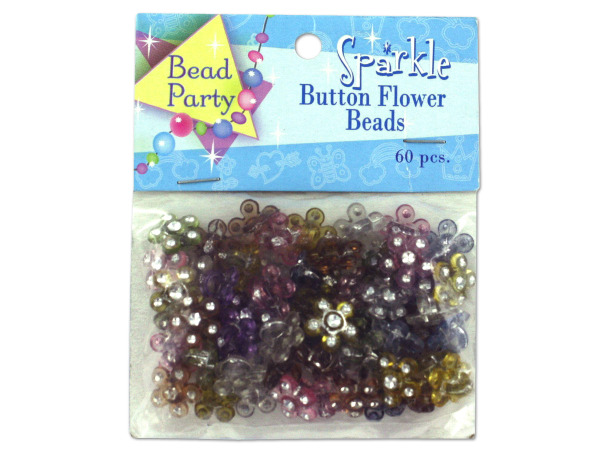 Generic Sparkle Button Flower Beads - Pack of 96