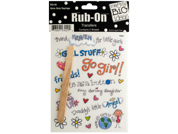 Generic Girls Only Sayings Rub-On Transfers - Pack of 24