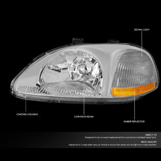 Dna Motoring For 1996 To 1998 Honda Civic Oe Style Headlight Chrome Housing Amber Corner Headlamps Ej Em Ek 97 Left Right Dna Motoring For 1996 To 1998 Honda Civic Oe Style Headlight Chrome Housing Amber Corner Headlamps Ej Em Ek 97 Left Right