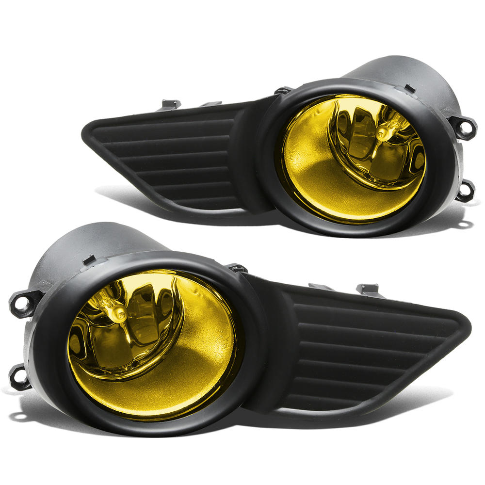 DNA Motoring For 2011 to 2017 Toyota Sienna Pair Front Driving Bumper Fog Light Lamps+Bezel Covers Amber Lens 12 13 14 15 16