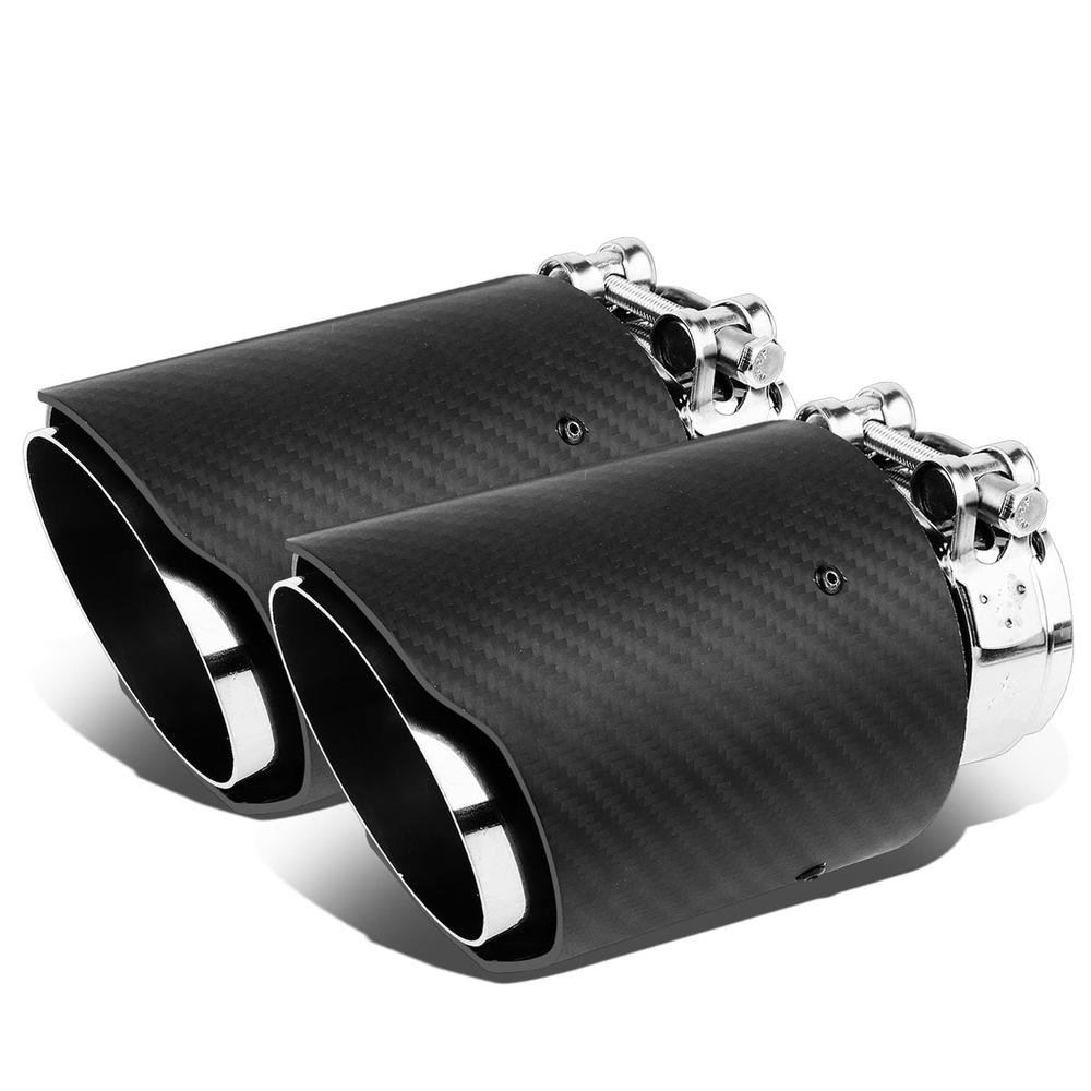 DNA Motoring 2 X Universal Stainless Steel Fiberglass Pattern Round Exhaust Tail Muffler Tip Pipe (2.4" Inlet / 3" Outlet)