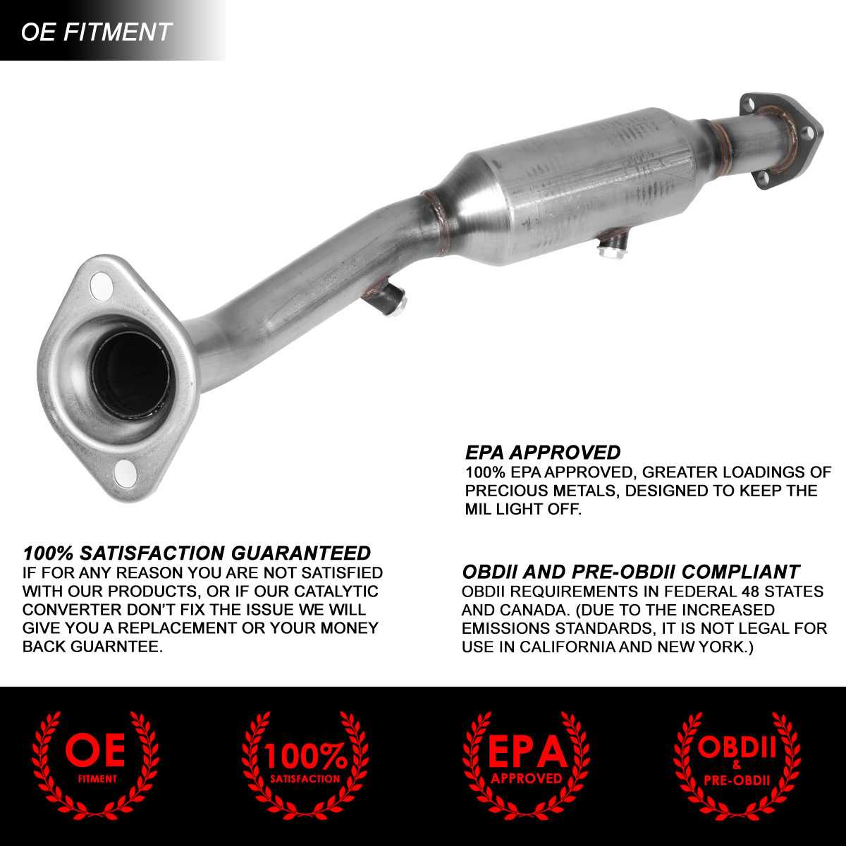 DNA Motoring OEM-CONV-YW-006 For 2002 to 2006 Honda CRV 2.4L Factory Style Exhaust Rear Catalytic Converter