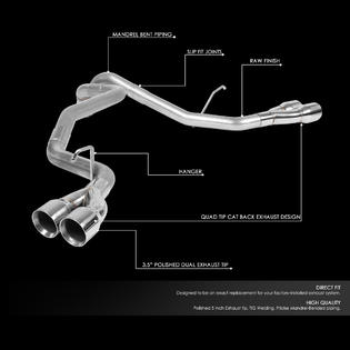 DNA Motoring For 2009 to 2013 Cadillac Escalade GMC Yukon 6.2L Axle Cat Back Exhaust System w/Quad Dual 3.5