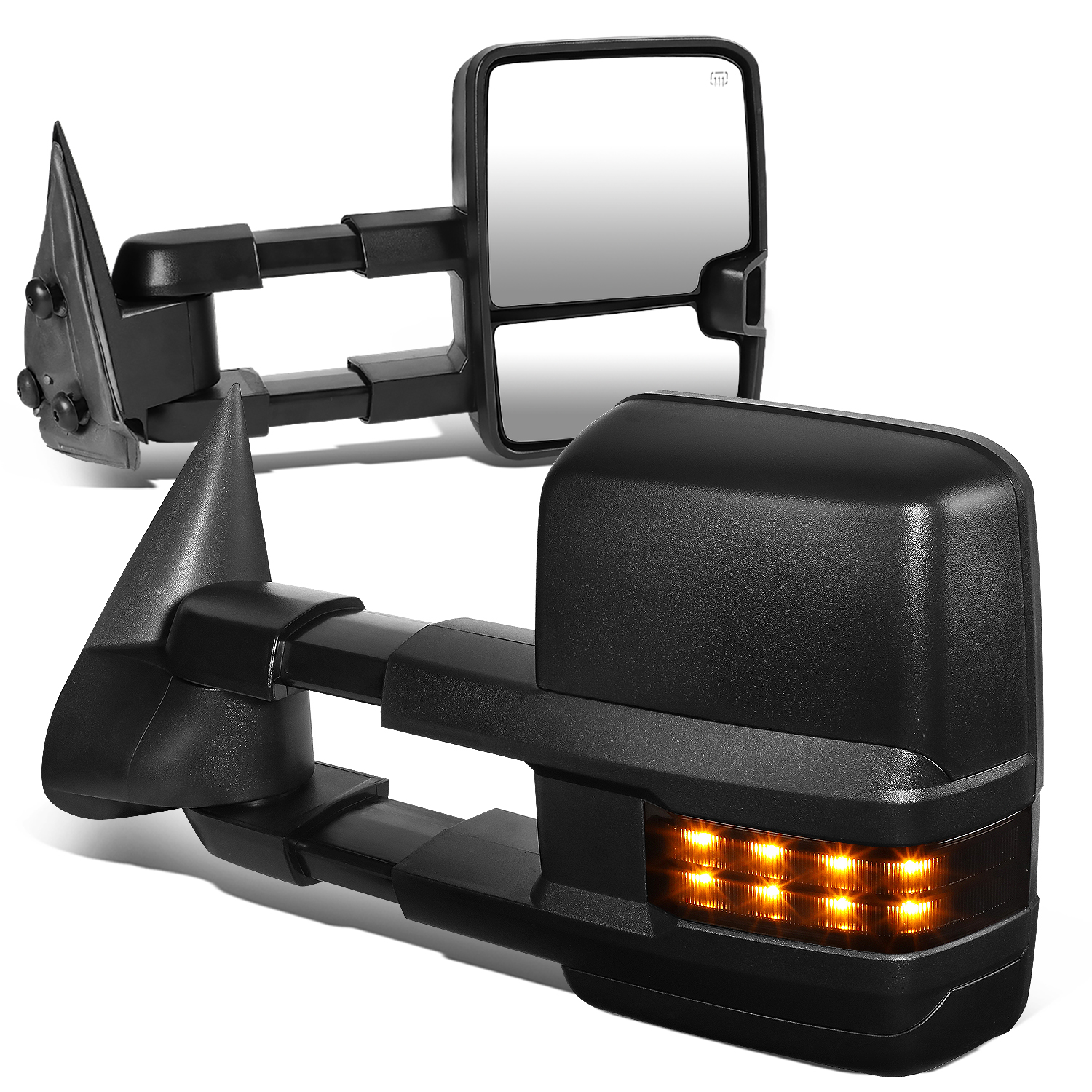DNA Motoring TWM-015-T888-BK-SM For 2003 to 2006 Chevy / GMC Silverado /  Sierra Powered Tow Mirrors LED Turn Signal Lights