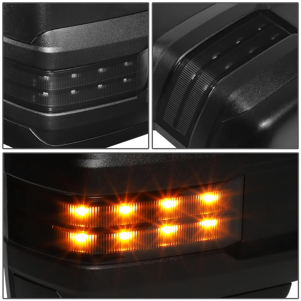 DNA Motoring TWM-015-T888-BK-SM For 2003 to 2006 Chevy / GMC Silverado / Sierra Powered Tow Mirrors LED Turn Signal Lights