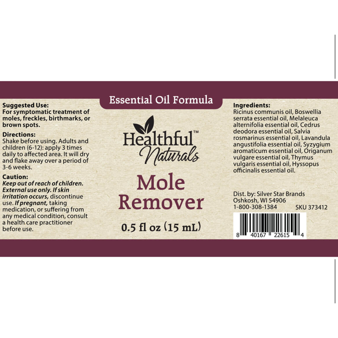 Fox Valley Traders HealthfulTM Naturals Mole Remover 